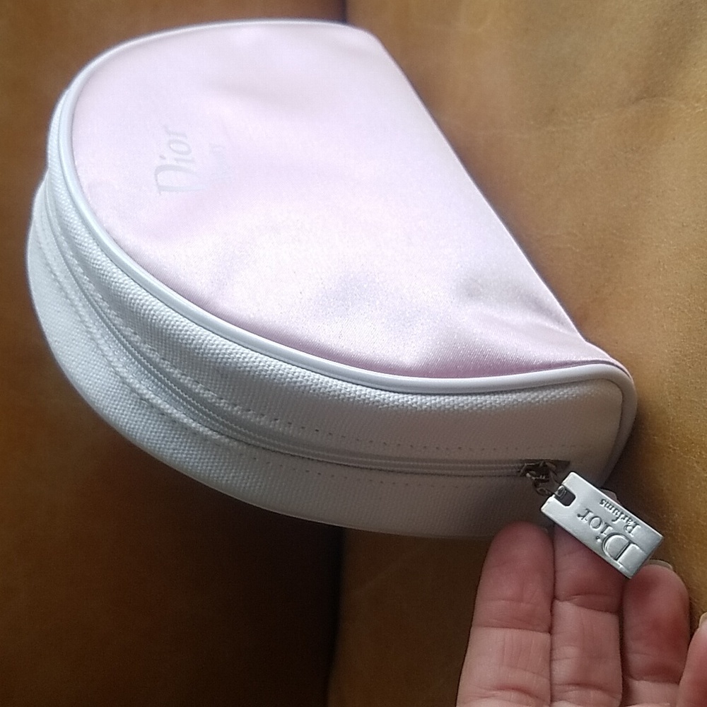Christian DIOR pink satin cosmetic travel clutch bag